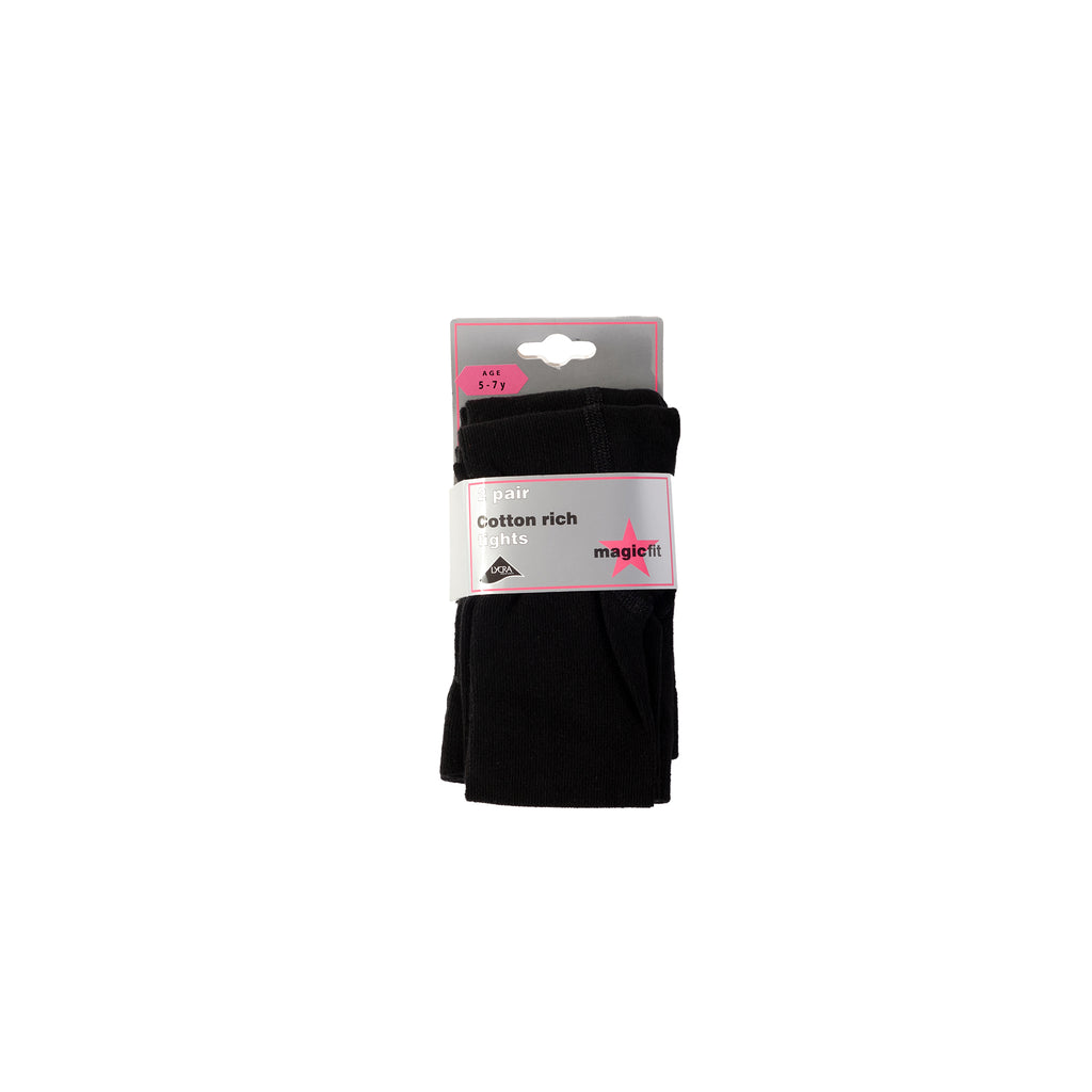 Black Cotton Twin Pack School Tights