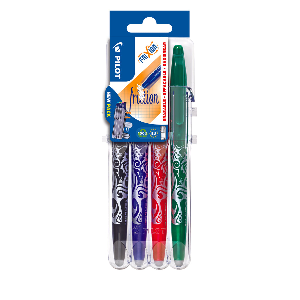 Pilot Frixion Ball Pen - Set2Go - 4 pens - Black, Blue, Green, Red