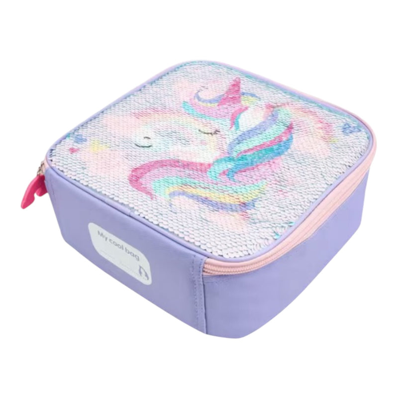 Unicorn Rainbow Sequin Lunch Bag and Water Bottle
