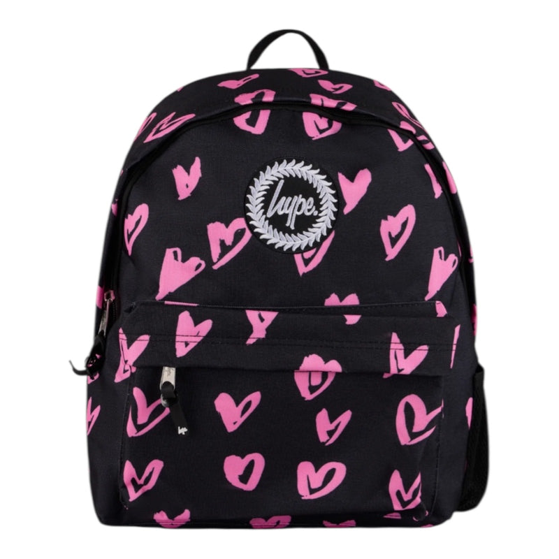 Hype Black Pink Hearts Scribble Backpack
