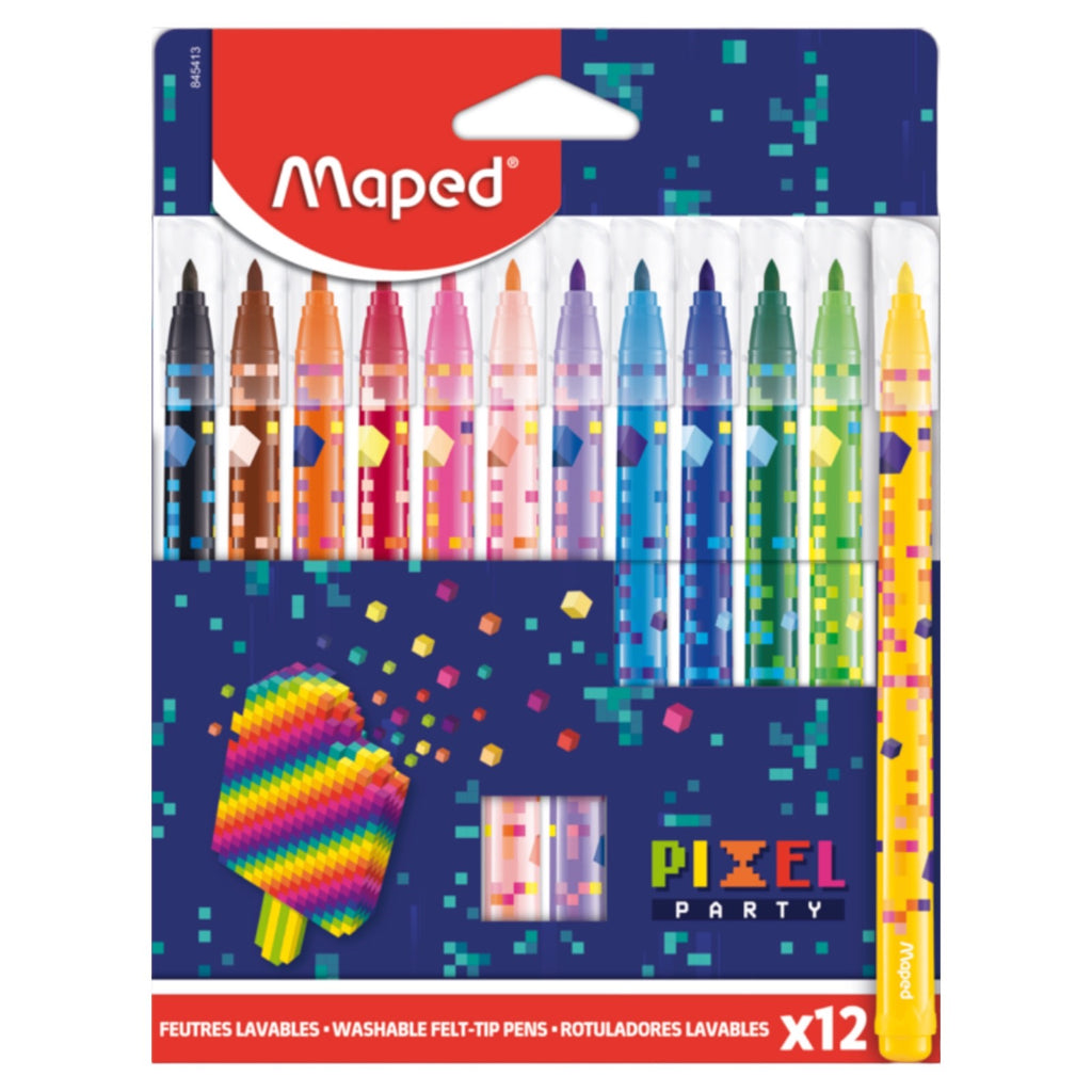Helix Maped Pixel Party 12 Felt Tip Pens