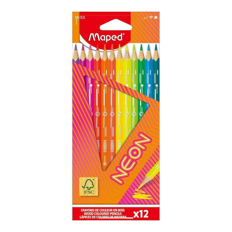 Helix Maped Neon Colouring Pencils 12 Pack