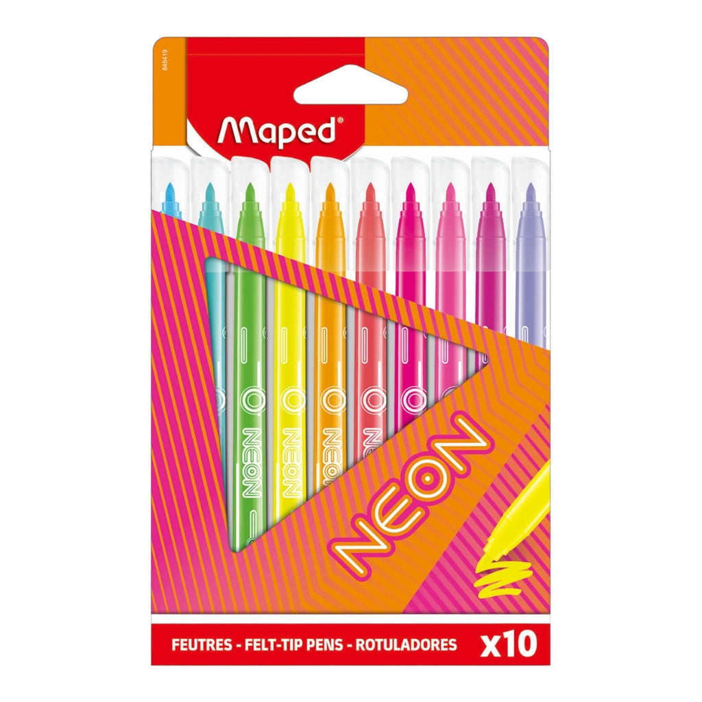Helix Maped Neon Felt Tip Pens Pack of 10