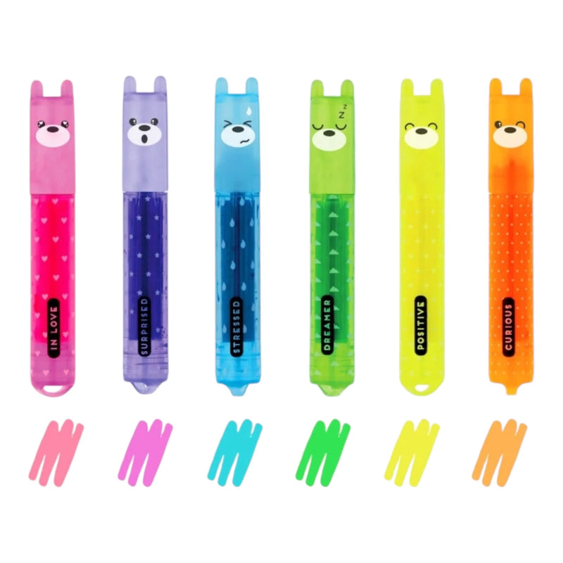 Legami Teddys Mood Set of 6 Mini Highlighter Pens