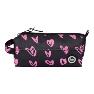 Hype Black Pink Hearts Scribble Pencil Case