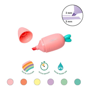 Set of 6 Mini Legami Carrate Highlighter Pens