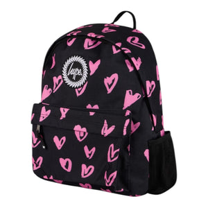 Hype Black Pink Hearts Scribble Backpack