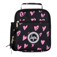 Hype Black Pink Hearts Scribble Lunch Bag