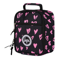 Hype Black Pink Hearts Scribble Lunch Bag