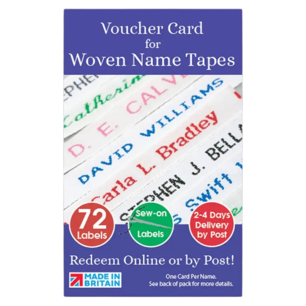 72 Woven Sew-On Name Tapes / Tags for School / Camp / Care Home
