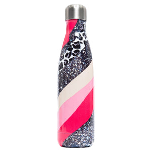 Hype Glitter Leopard Wave Metal Water Bottle - 500ml