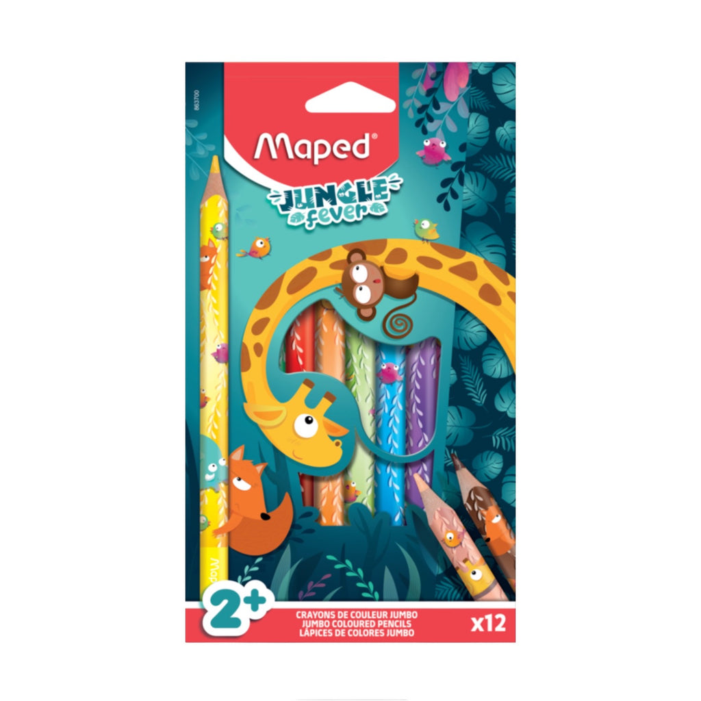 Helix Jungle Fever Maped 12 Jumbo Colouring Pencils
