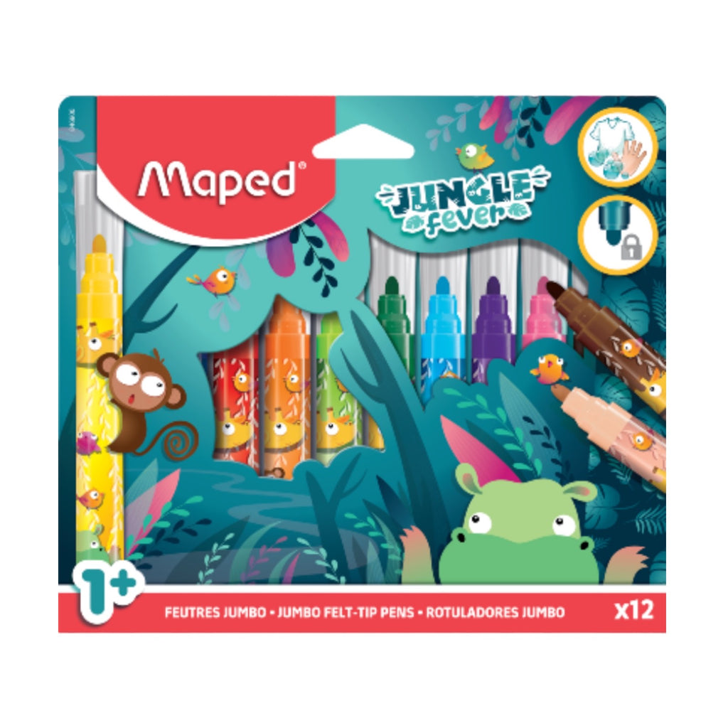 Helix Jungle Fever Maped 12 Jumbo Felt Tip Pens