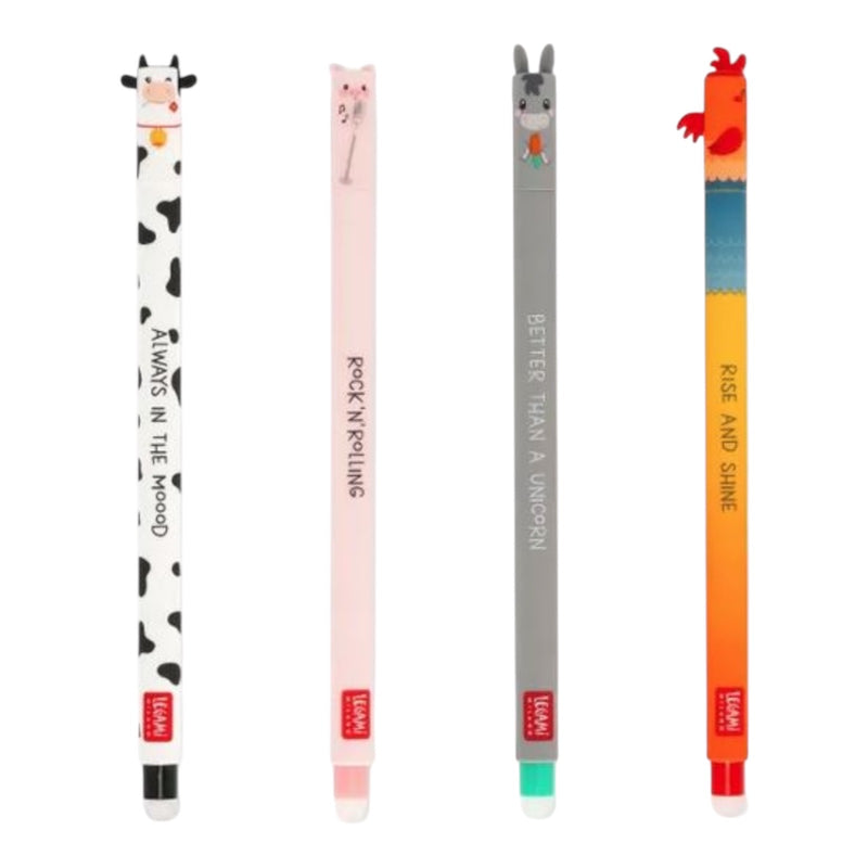 Legami Set of 4 Erasable Gel Pens - Farm Sweet Farm