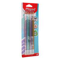 Maped Glitter Pencils With Eraser Tip x 6