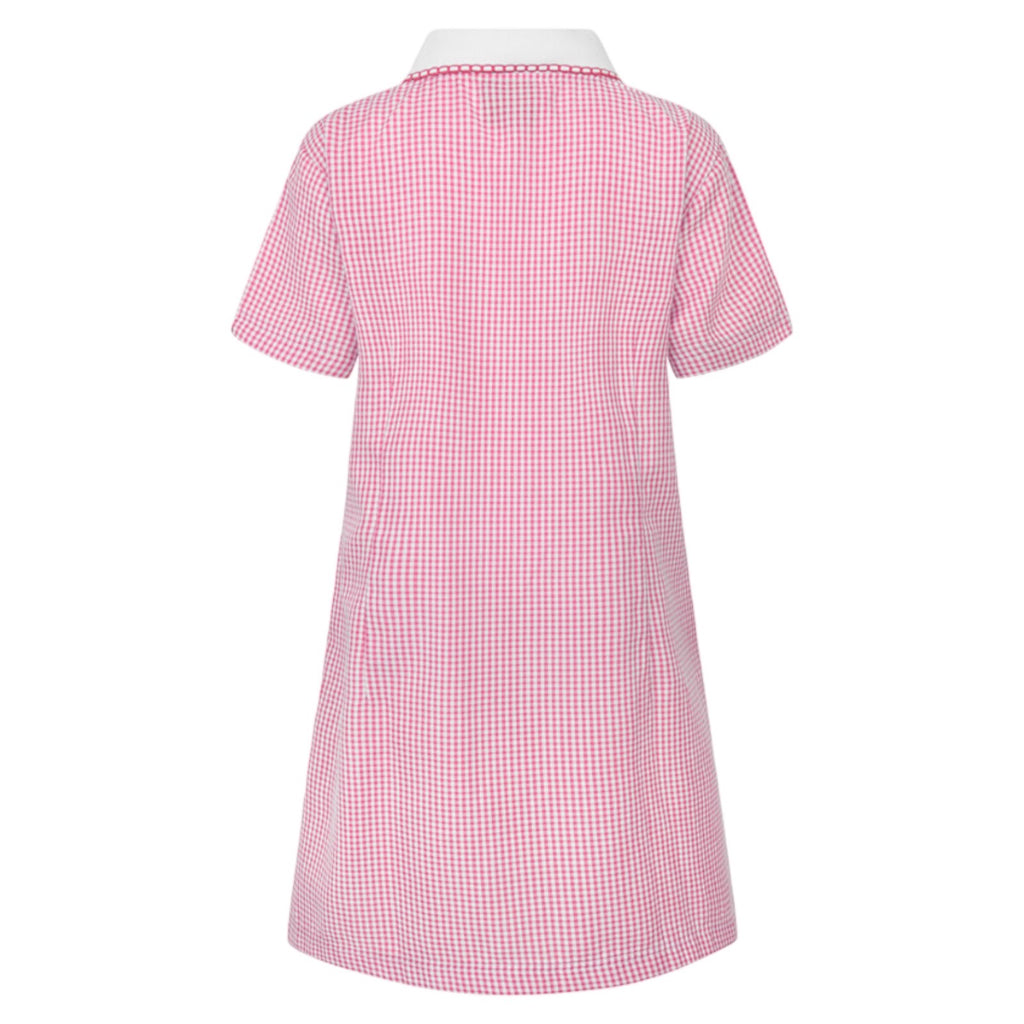Pink Zip Fronted Corded Gingham Summer Dress