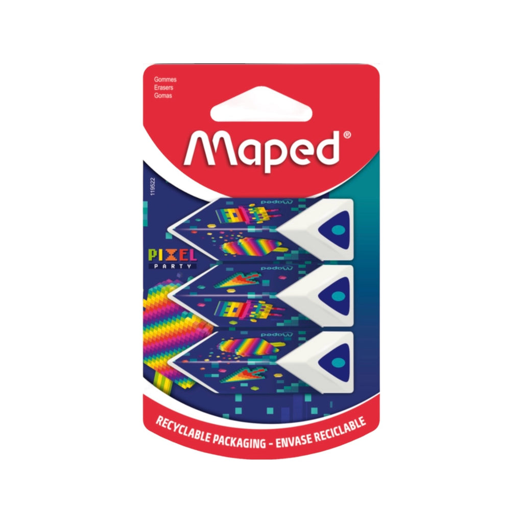 Pixel Party Pyramid Erasers 3 Pack