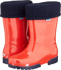 Red Shiny Wellies with Socks