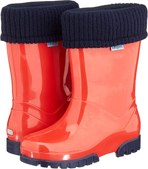 Red Shiny Wellies with Socks