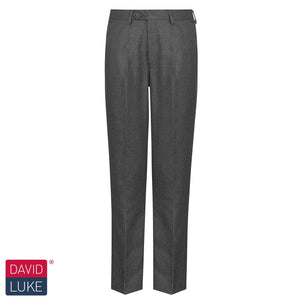 Grey Single Pleated, Regular Fit Elastic Waist Trousers DL943