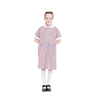 Maroon/ White Stripe Summer Dress with buttons