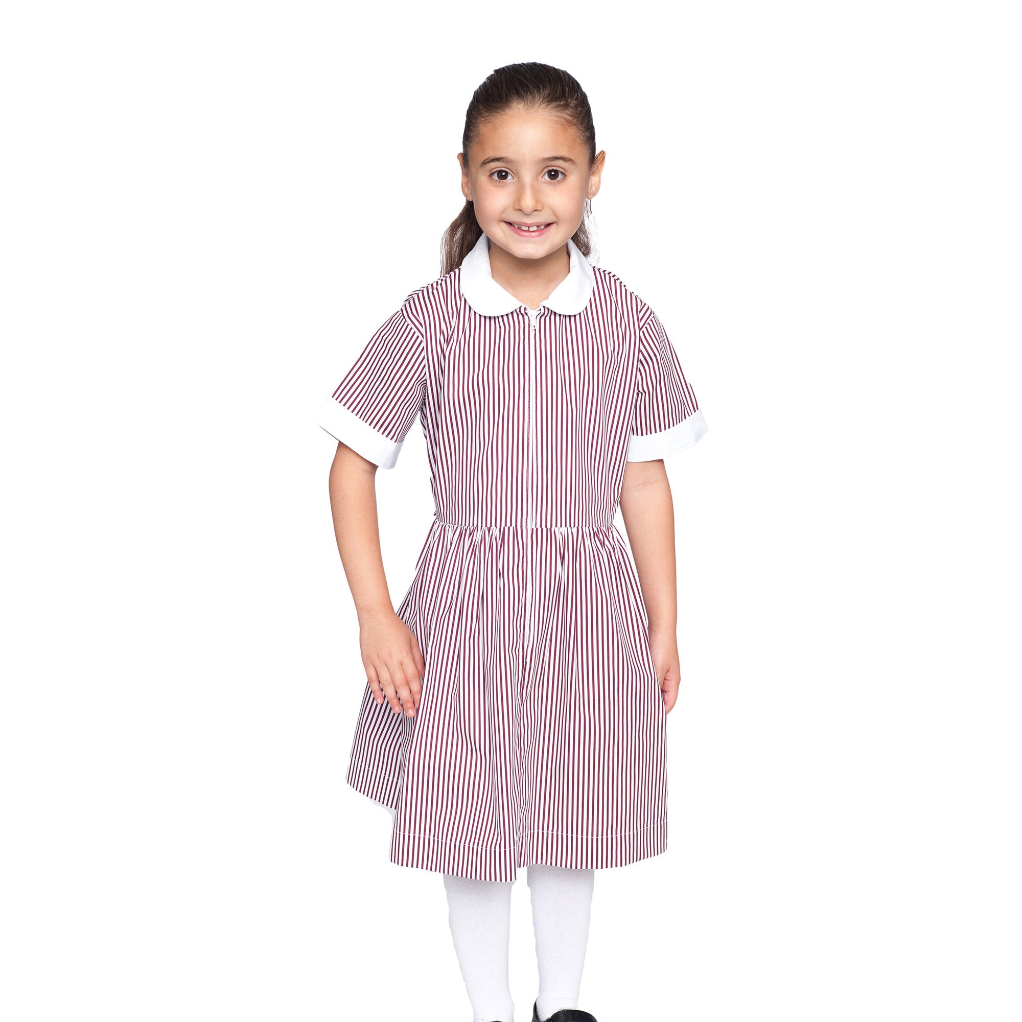 Maroon/ White Stripe Summer Dress with zip