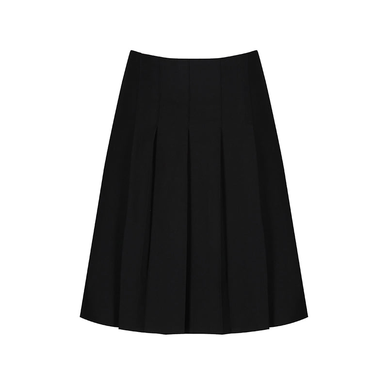 Black Junior Stitch Down Pleat Skirt