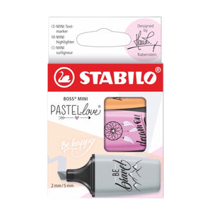 Stabilo BOSS Mini Pastel Love 2022 Edition Highlighters - Pack of 3 Colours