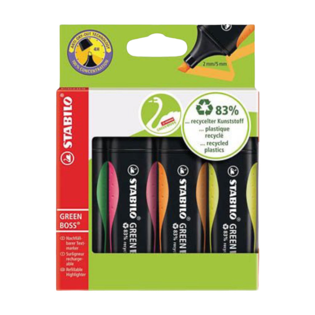 Stabilo Green Boss Highlighters Assorted (Pack of 4)