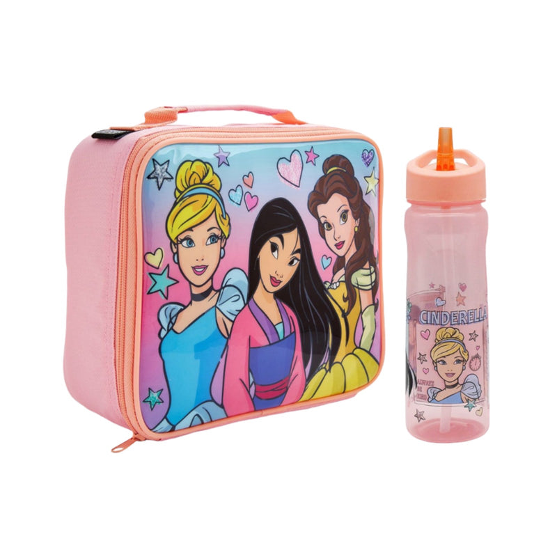 Disney Felt Pen Princess Rectangular Lunch Bag and 600ml Bottle