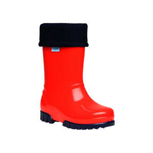 Red Shiny Wellies with Socks