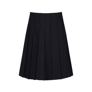 Navy Stitch Down Pleat Skirt