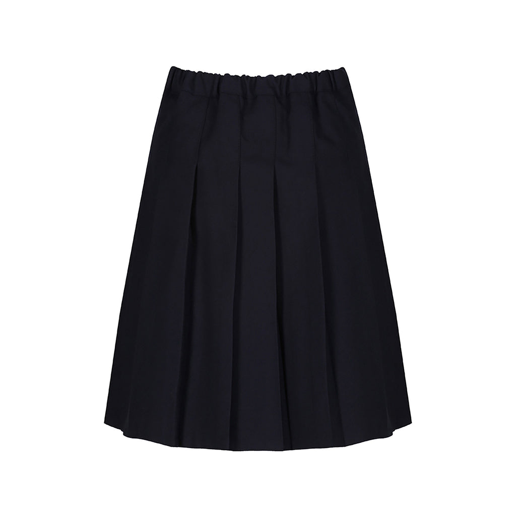 Navy Stitch Down Pleat Skirt