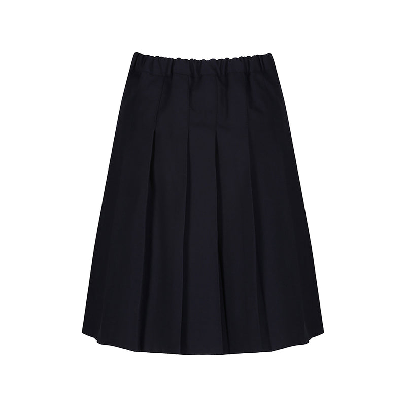 Navy Stitch Down Pleat Skirt