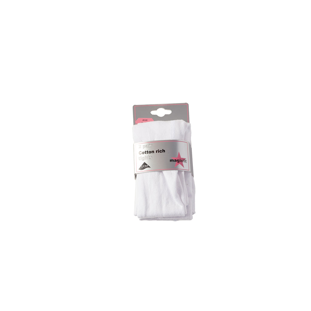 White Cotton Twin Pack School Tights