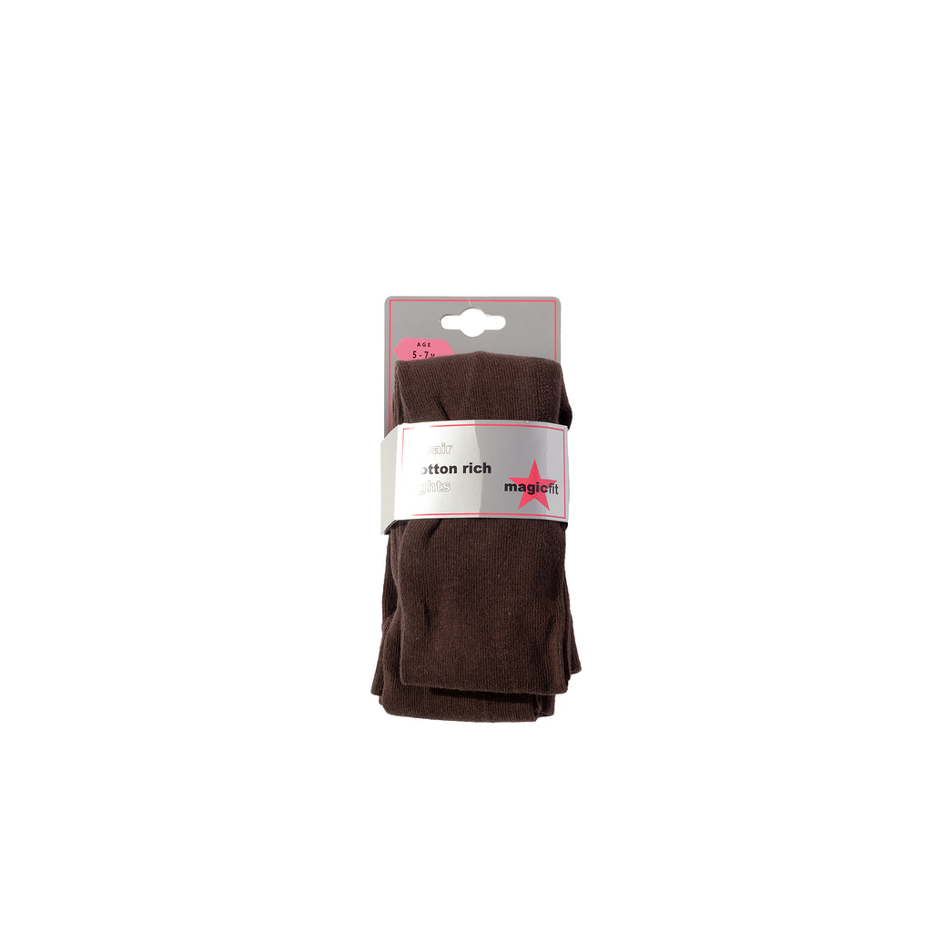 Brown Cotton Twin Pack School Tights