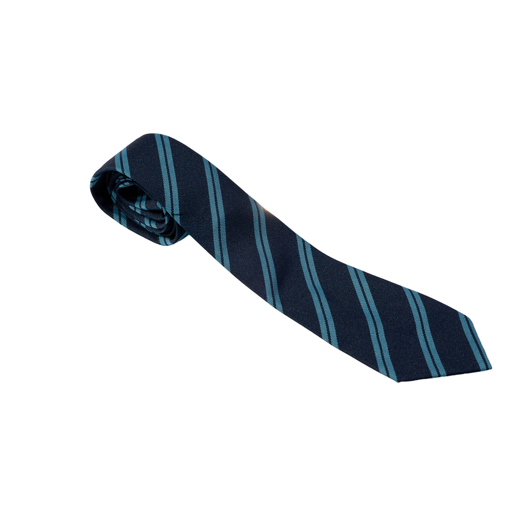 Navy Tie with twin Sky stripe