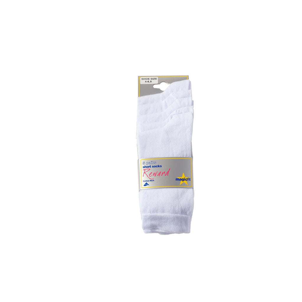 White 5 pair pack school socks