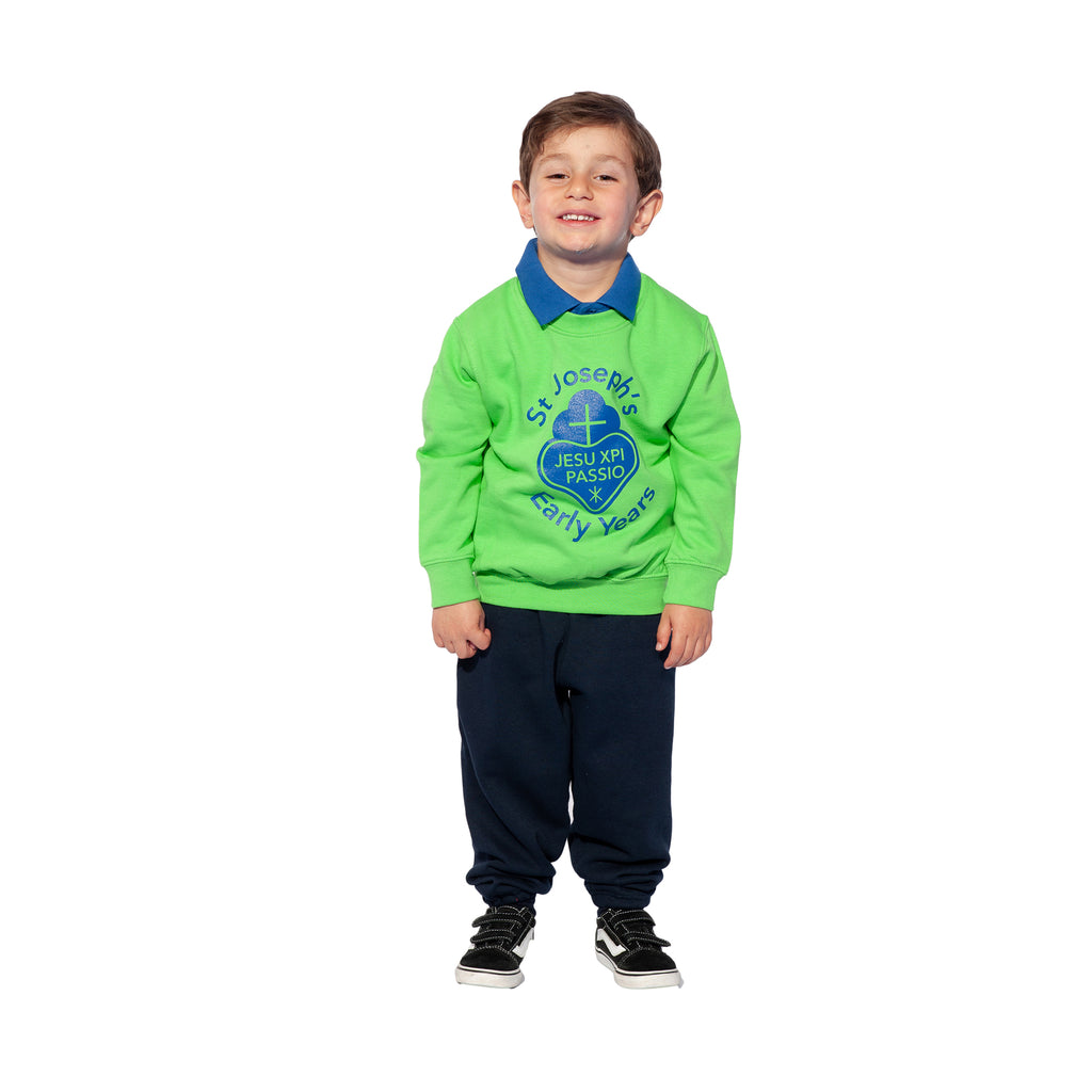 St Joseph's Catholic Lime Early Years Sweatshirt - Worn in White/Pearl - Nursery and Red/Ruby - Reception