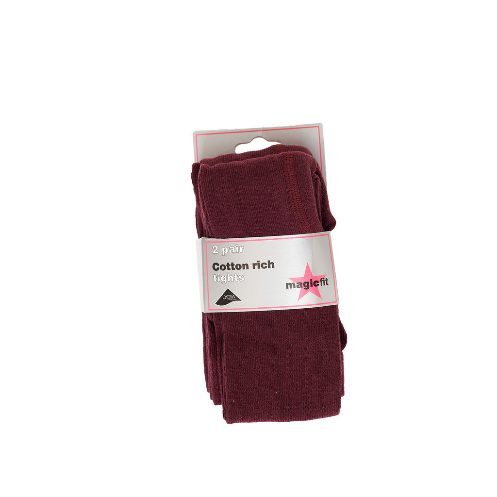 Maroon Cotton Twin Pack School Tights
