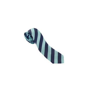 Navy Blue/Green Striped School Tie