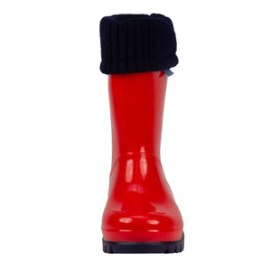 Red Shiny Wellies with Socks