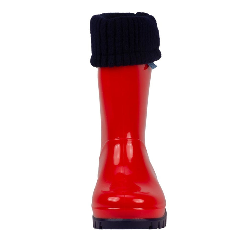Red Shiny Wellies with Socks