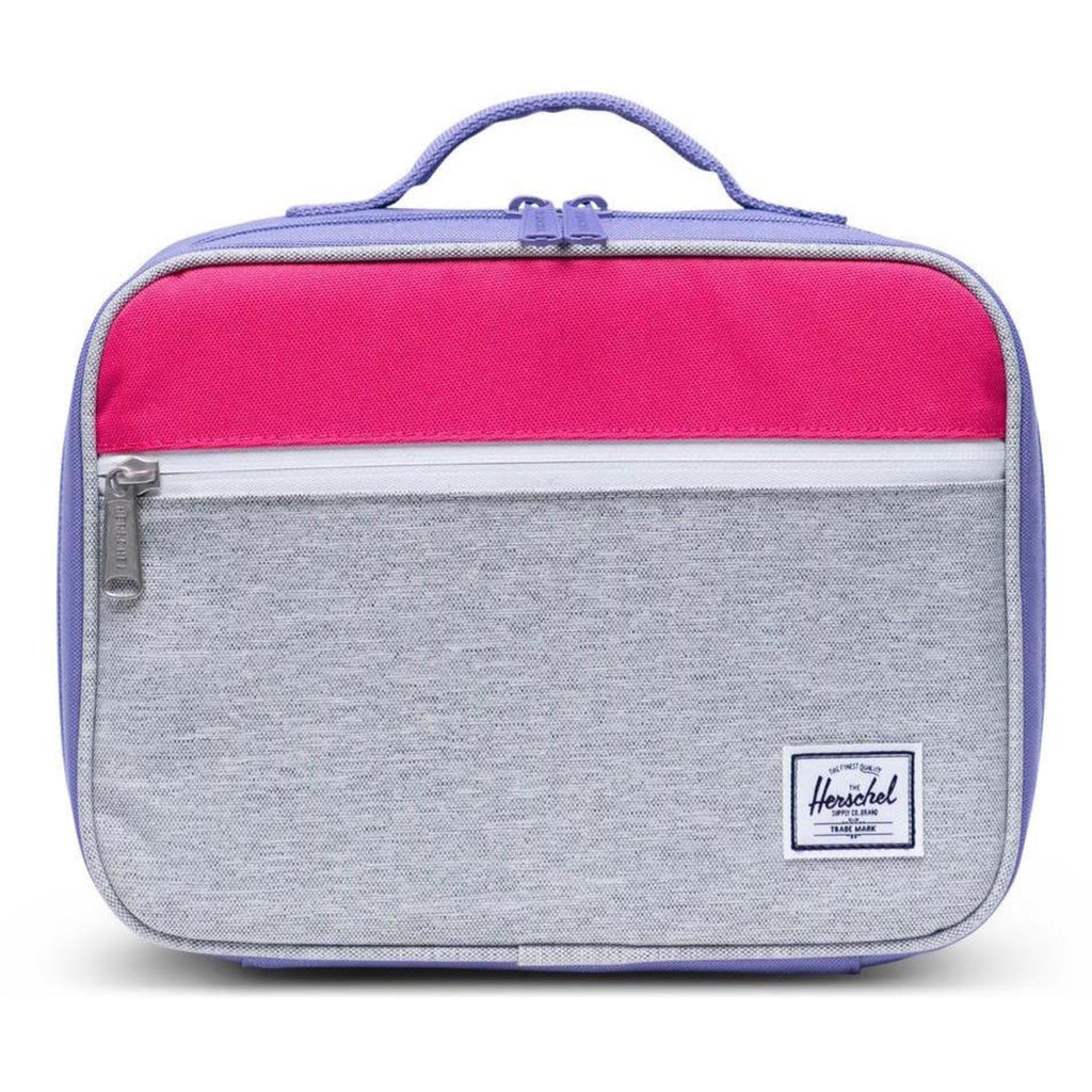 Light Grey Crosshatch/Raspberry Pop Quiz Lunch Bag