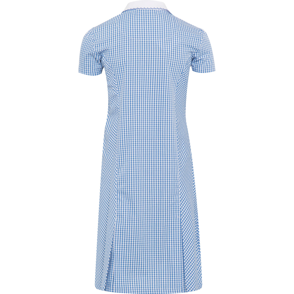 Light Blue Zip Fronted Corded Gingham Summer Dress