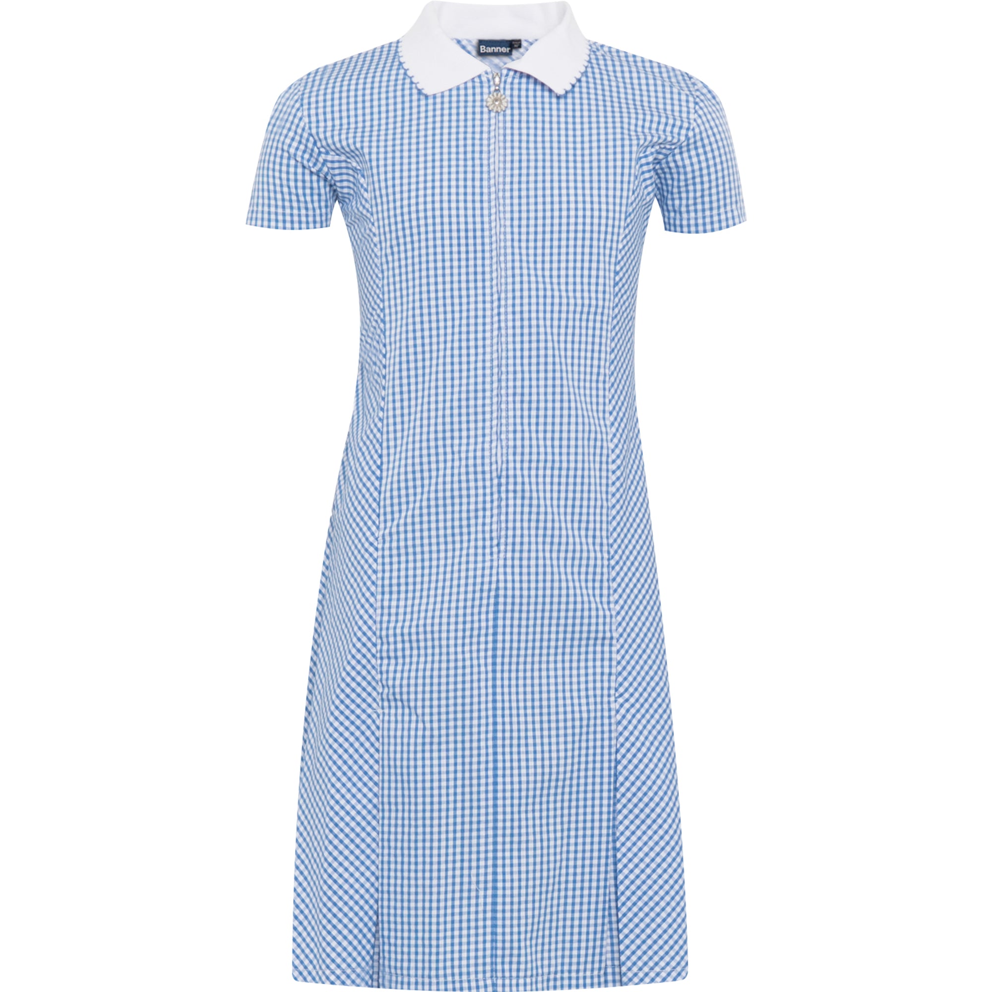 Light Blue Zip Fronted Corded Gingham Summer Dress Light Blue Zip Fronted Corded Gingham Summer Dress