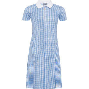 Light Blue Zip Fronted Corded Gingham Summer Dress