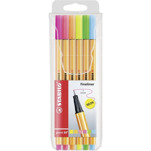 Stabilo point 88 fineliner - wallet of 6 Neon colours