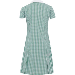 Bottle Green Zip Fronted Corded Gingham Summer Dress