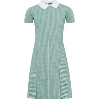 Bottle Green Zip Fronted Corded Gingham Summer Dress